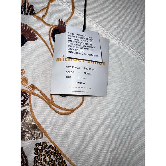 Michael Simon Vintage Giraffe Beaded Spun Silk Blend Sweater - Size Medium -OG - Picture 5 of 11